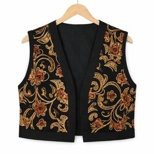 Michael Taylor Black Red Gold Paisley Vintage 90s Vest Sz 1X